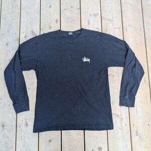 Stussy T-Shirt Men's M Black Graphic Long Sleeve Streetwear Casual Crewneck